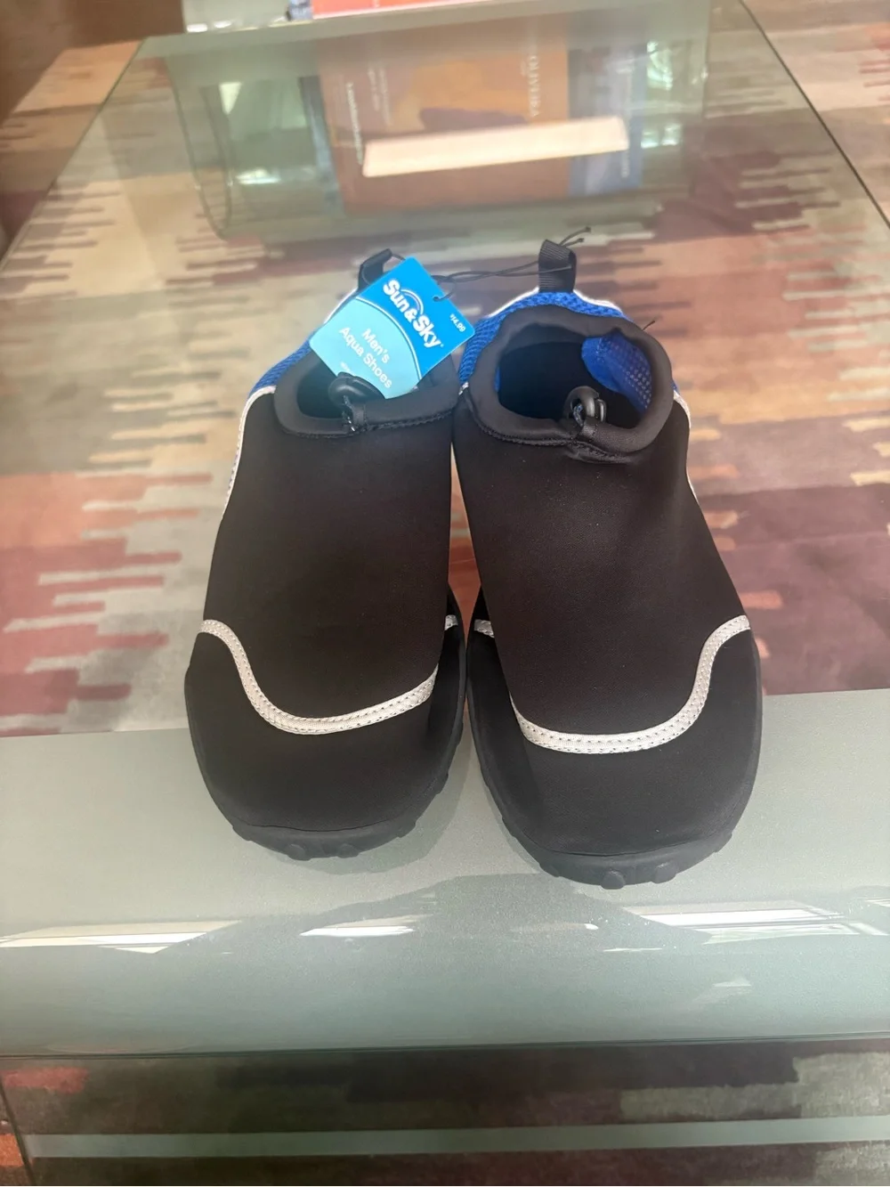 Kids Black Water Shoes with Blue Trim